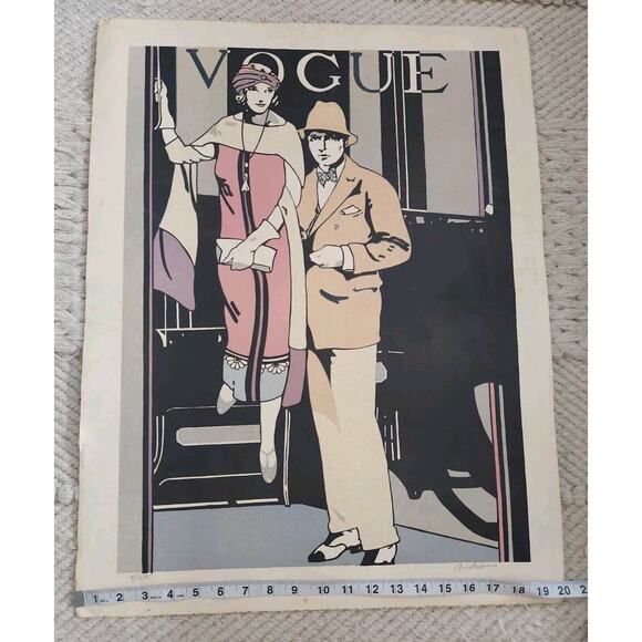 Vintage 20x26 Inch VOGUE Lithograph by Leslie Andrews Art Deco Signed 4/375 RARE - Picture 8 of 11